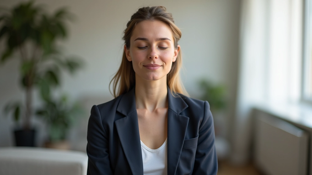 Person in mindful conversation with focused attention and peaceful expression