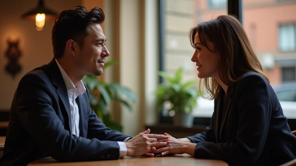 Two people in conversation showing active listening body language and focused attention on each other